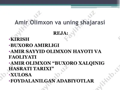 amir olimxon va uning shajarasi — PPT