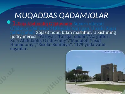 muqaddas qadamjolar — PPT