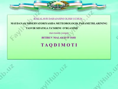 maydanak observatoriyasida meteorologik parametrlarning tasvir sifatiga ta’sirini o’rganish — PPTX