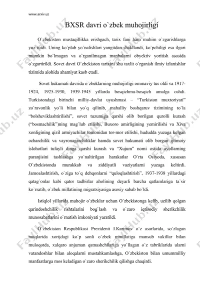 bxsr davri o`zbek muhojirligi — DOC