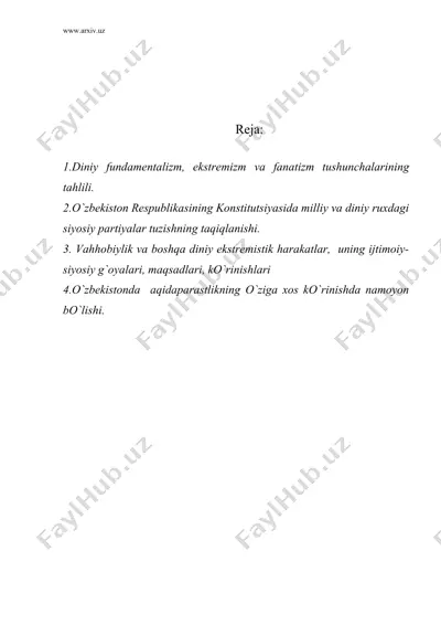diniy ekstremizm va fundamentalizm — DOC