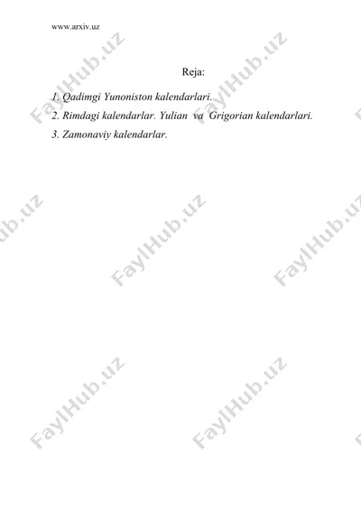 qadimgi yunoniston va rimdagi kalеndarlar. yulian va grigorian kalеndarlari — DOC
