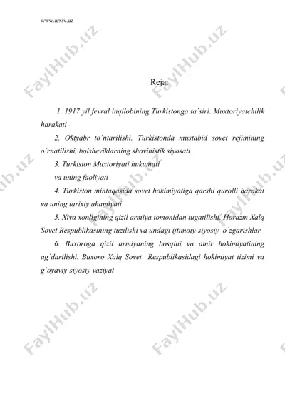 turkistonda mustabid sovet hokimiyatining o`rnatilishi va unga qarshi qurolli harakat — DOC