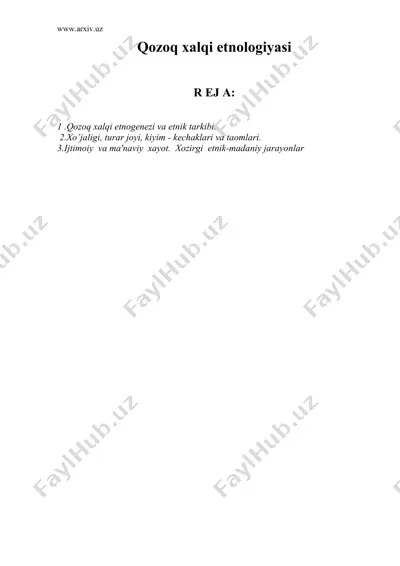 qozoq xalqi etnologiyasi — DOC