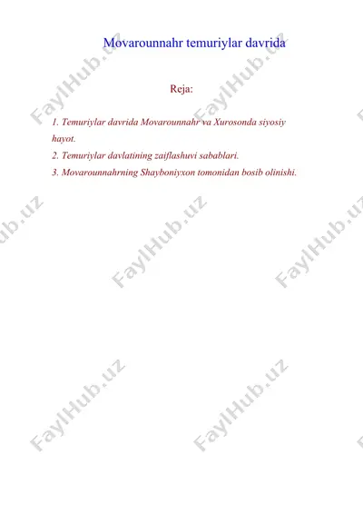 movarounnahr temuriylar davrida — DOC