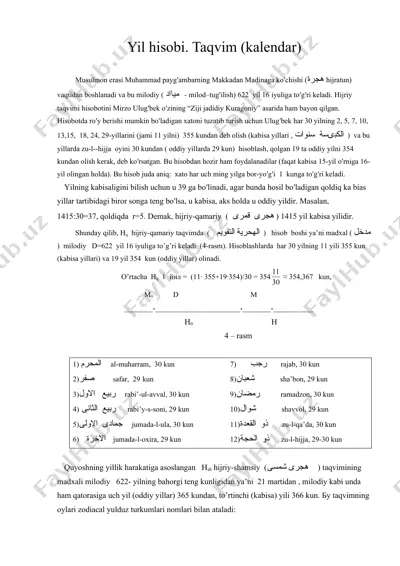 yil hisobi. taqvim (kalendar) — DOC