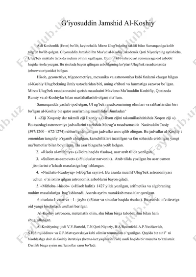 g'iyosuddin jamshid al-koshiy — DOC