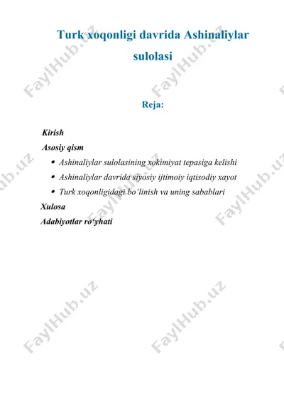 turk xoqonligi davrida ashinaliylar sulolasi — DOC