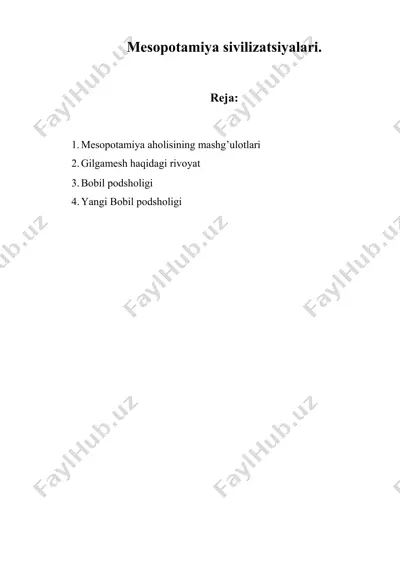 mesopotamiya sivilizatsiyalari — DOC