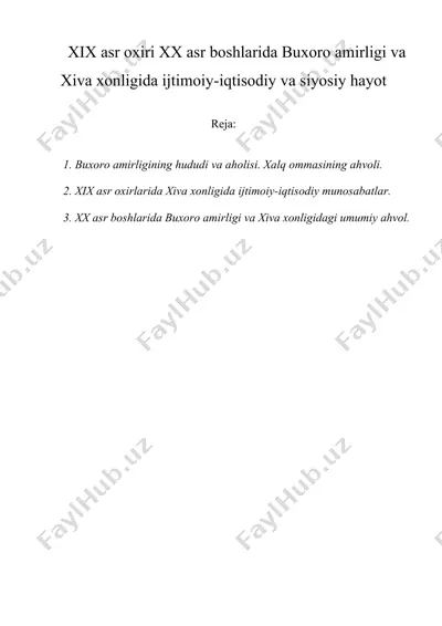 xix asr oxiri xx asr boshlarida buayot — DOC