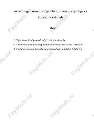 arxiv hujjatlarini hisobga olish, ularni mavjudligi va holatini tekshirish — DOC