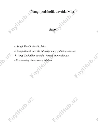 yangi podsholik davrida misr — DOC