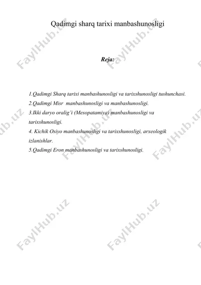 qadimgi sharq tarixi manbashunosligi — DOC