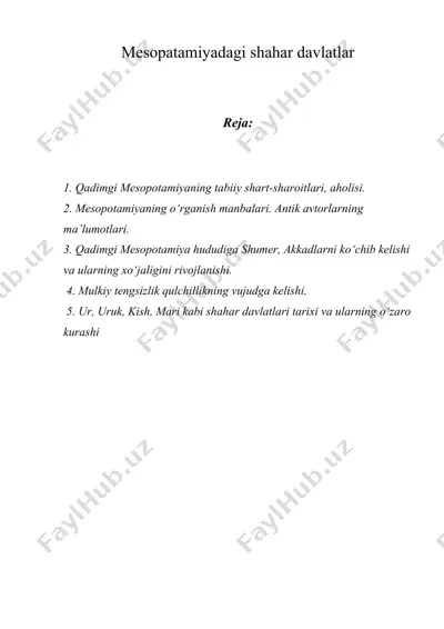 mesopatamiyadagi shahar davlatlar — DOC