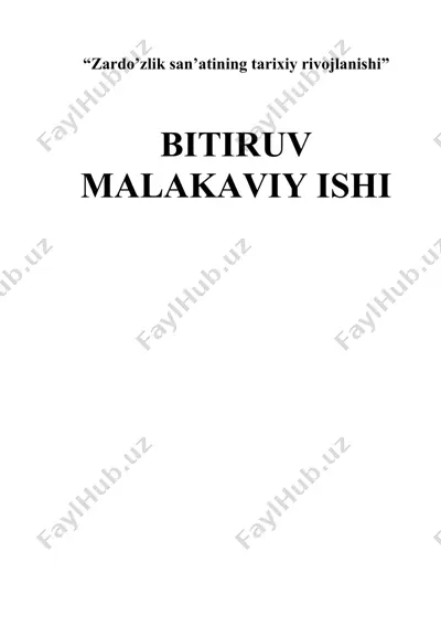 zardo’zlik san’atining tarixiy rivojlanishi — DOC