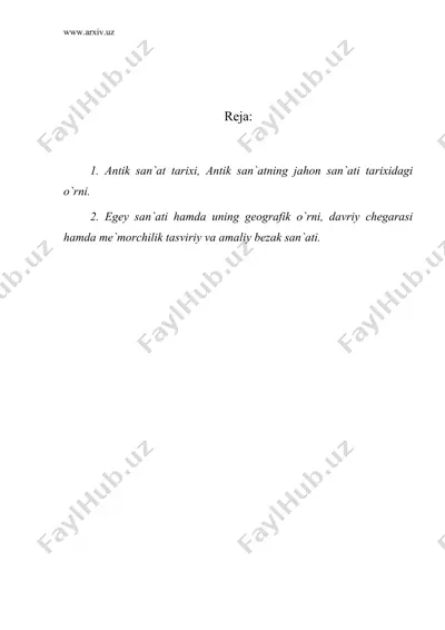antik san`at. egey yoki krit-miken san`ati — DOC