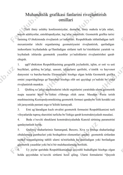muhandislik grafikasi fanlarini rivojlantirish omillari — DOC