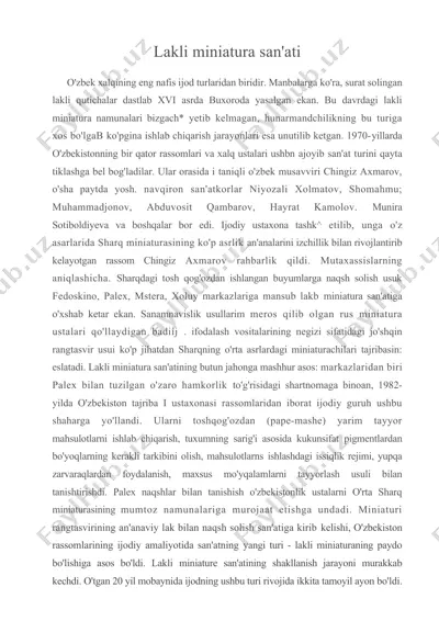 lakli miniatura san'ati — DOC