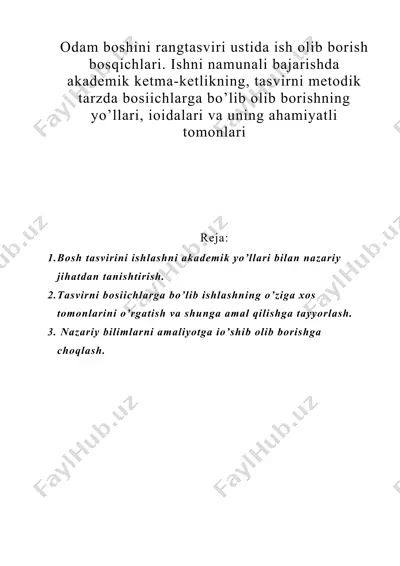 odam boshini rangtasviri ustida ish olib borish bosqichlari — DOC