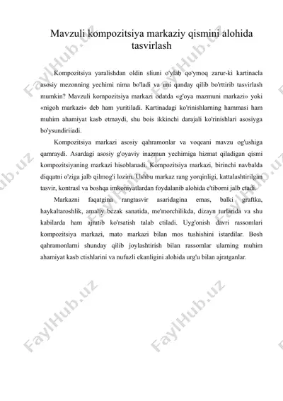 mavzuli kompozitsiya markaziy qismini alohida tasvirlash — DOC