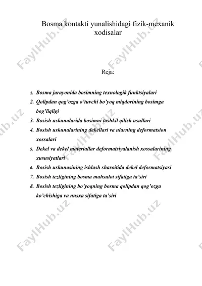 bоsmа kоntаkti yunаlishidаgi fizik-mехаnik хоdisаlаr — DOC