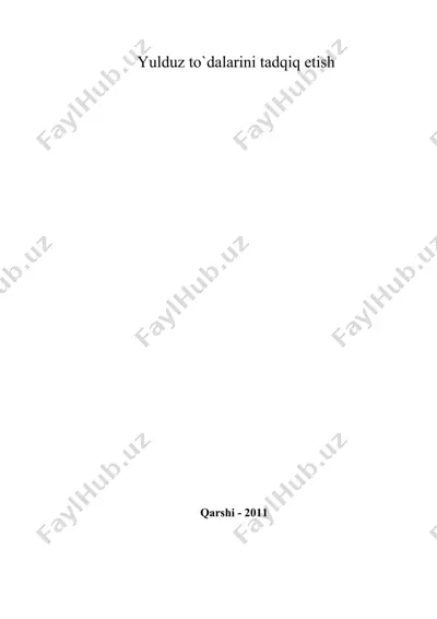 yulduz to`dalarini tadqiq etish — DOC