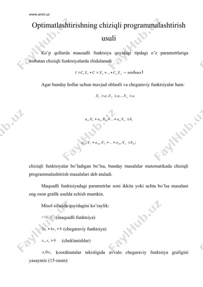optimatlashtirishning chiziqli programmalashtirish usuli — DOC