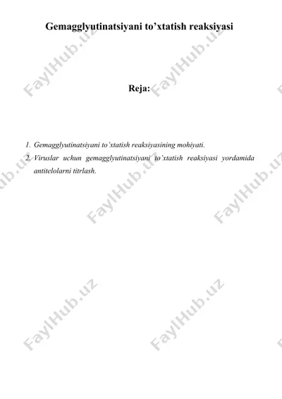 gemagglyutinatsiyani to’xtatish reaksiyasi — DOCX