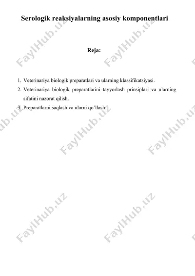 serologik reaksiyalarning asosiy komponentlari — DOCX