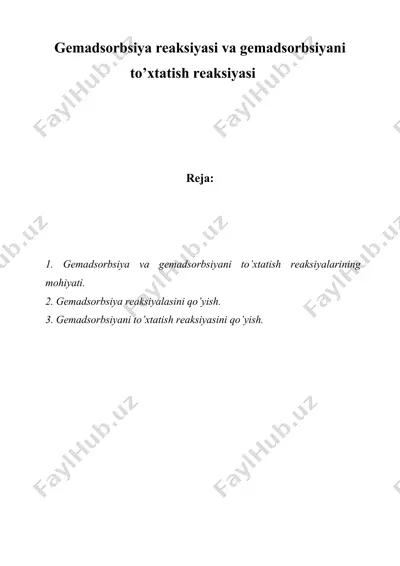gemadsorbsiya reaksiyasi va gemadsorbsiyani to’xtatish reaksiyasi — DOCX