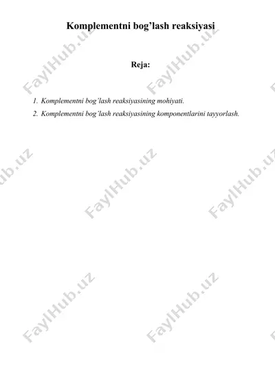 komplementni bog’lash reaksiyasi — DOCX