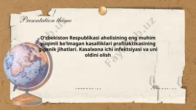 o‘zbekiston respublikasi aholisining eng muhim yuqimli bo‘lmagan kasalliklari prafilaktikasining gigenik jihatlari — PPTX