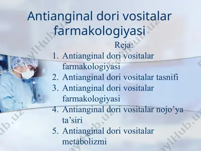 antianginal dori vositalar farmakologiyasi — PPTX