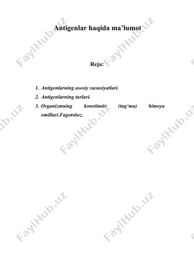 antigenlar haqida ma’lumot — DOCX
