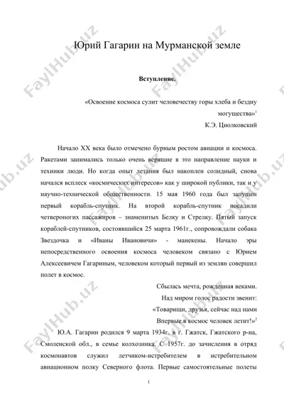 юрий гагарин на мурманской земле — DOC