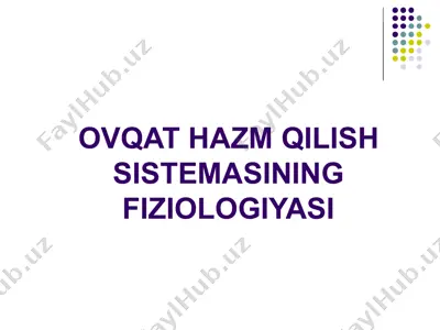 ovqat hazm qilish sistemasining fiziologiyasi — PPTX
