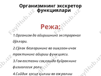 организмнинг экскретор функциялари — PPTX