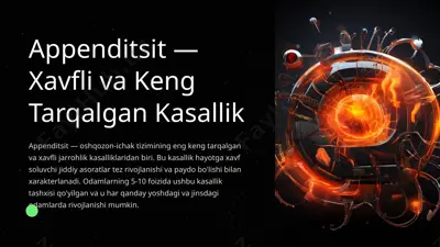 appenditsit — xavfli va keng tarqalgan kasallik — PPTX