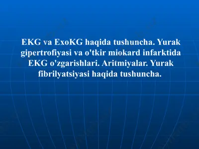 ekg va exokg haqida tushuncha. yurak gipertrofiyasi va о'tkir miokard infarktida ekg o'zgarishlari — PPTX