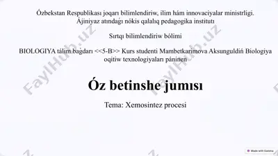 xemosintez procesi — PPTX