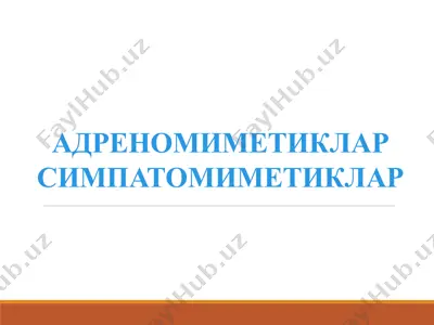 адреномиметиклар симпатомиметиклар — PPTX