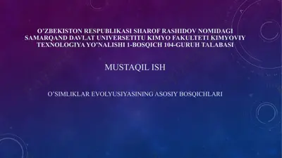 o’simliklar evolyutsiyasining asosiy bosqichlari — PPTX