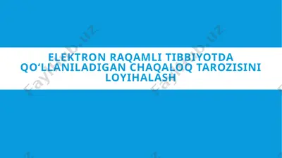 elektron raqamli tibbiyotda qo’llaniladigan chaqaloq tarozisini loyihalash — PPTX