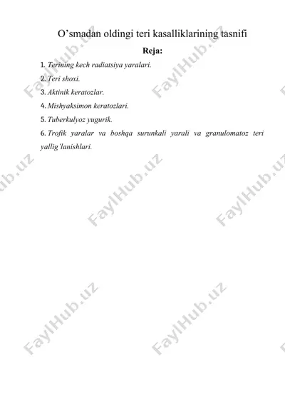 o’smadan oldingi teri kasalliklarining tasnifi — DOCX