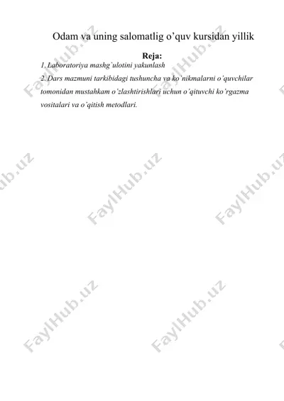 odam va uning salomatlig o’quv kursidan yillik — DOCX