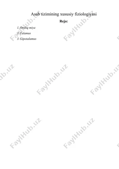asab tizimining xususiy fiziologiyasi — DOCX