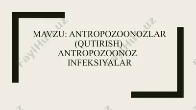 antropozoonozlar (qutirish) antropozoonoz infeksiyalar — PPTX