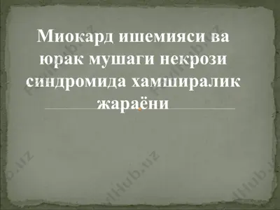 миокард ишемияси ва юрак мушаги некрози синдромида хамширалик жараёни — PPT