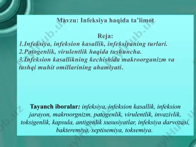 infeksiya haqida ta’limot — PPTX