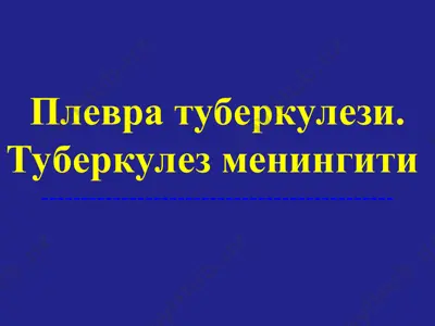 плевра туберкулези. туберкулез менингити — PPT